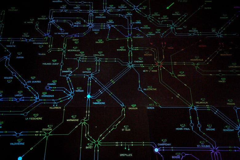 This photograph shows the main screen at the dispatching room of the national operating center of French electricity transport network operator RTE on February 26, 2018 in Saint-Denis, during a cold peak.
French officials have opened emergency shelters for the homeless, with national forecaster Meteo France saying the so-called 'Moscow-Paris' cold snap will peak on February 26 and 27.
/ AFP PHOTO / GERARD JULIEN (Photo credit should read GERARD JULIEN/AFP/Getty Images)